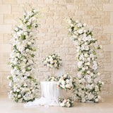 Uflower Blanc Vert Floral Arrangement Corne Arche Toile de Fond de Mariage Accessoires SET80189