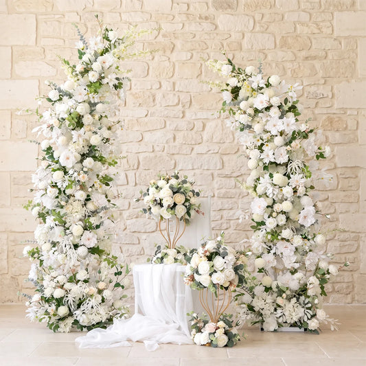 Uflower Blanc Vert Floral Arrangement Corne Arche Toile de Fond de Mariage Accessoires SET80189