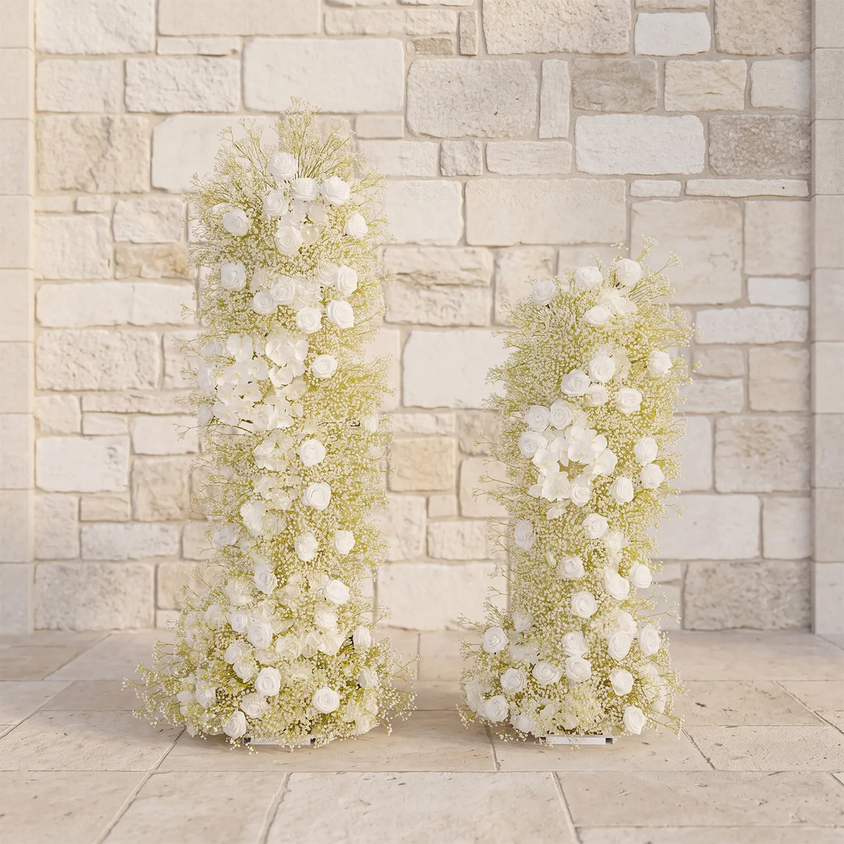 Uflower White Rose Baby Breath Wedding KT Backdrop Floral Arrangement SET80208