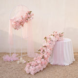 Chemin de table rose Uflower, décor floral de canapé, toile de fond de mariage SET80213