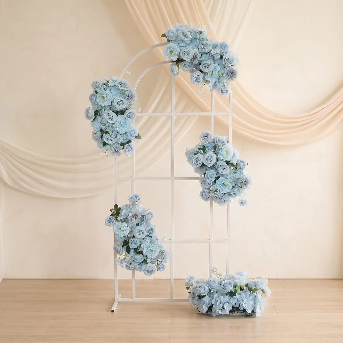 Uflower Blue Flower Wedding Backdrop Arch Floral Arrangement SET80214