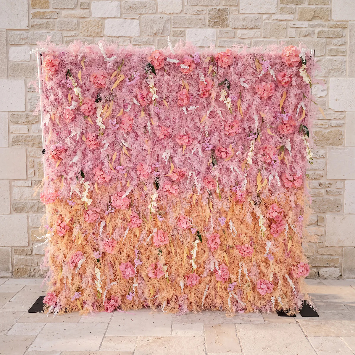 Uflower Flower Wall Champagne Pink Frost Floral Backdrop Wedding Party Proposal Decor SET80215