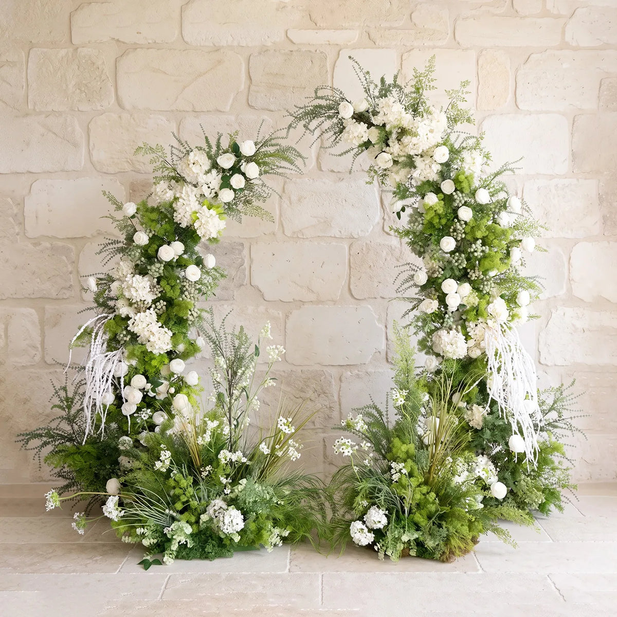 Uflower Green Floral Arrangement Horn Arch Wedding Props SET80220