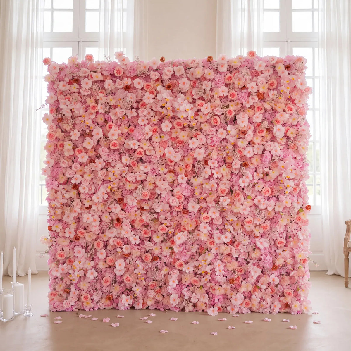 Uflower Pink Rose Flower Wall Wedding Party Proposal Decor SET80221