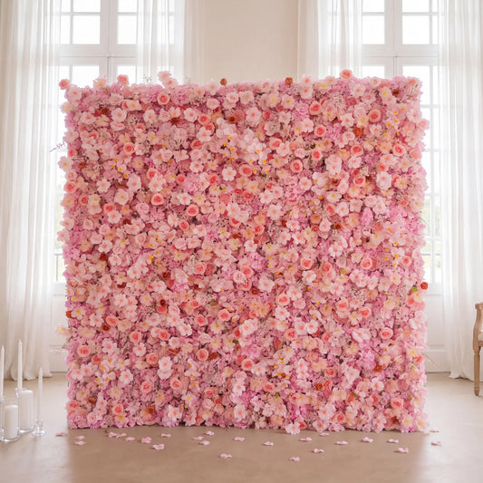 Uflower Pink Rose Flower Wall Wedding Party Proposal Decor SET80221