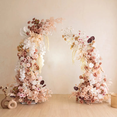 Uflower Brown Floral Arrangement Horn Arch Wedding Backdrop Props SET80222-01