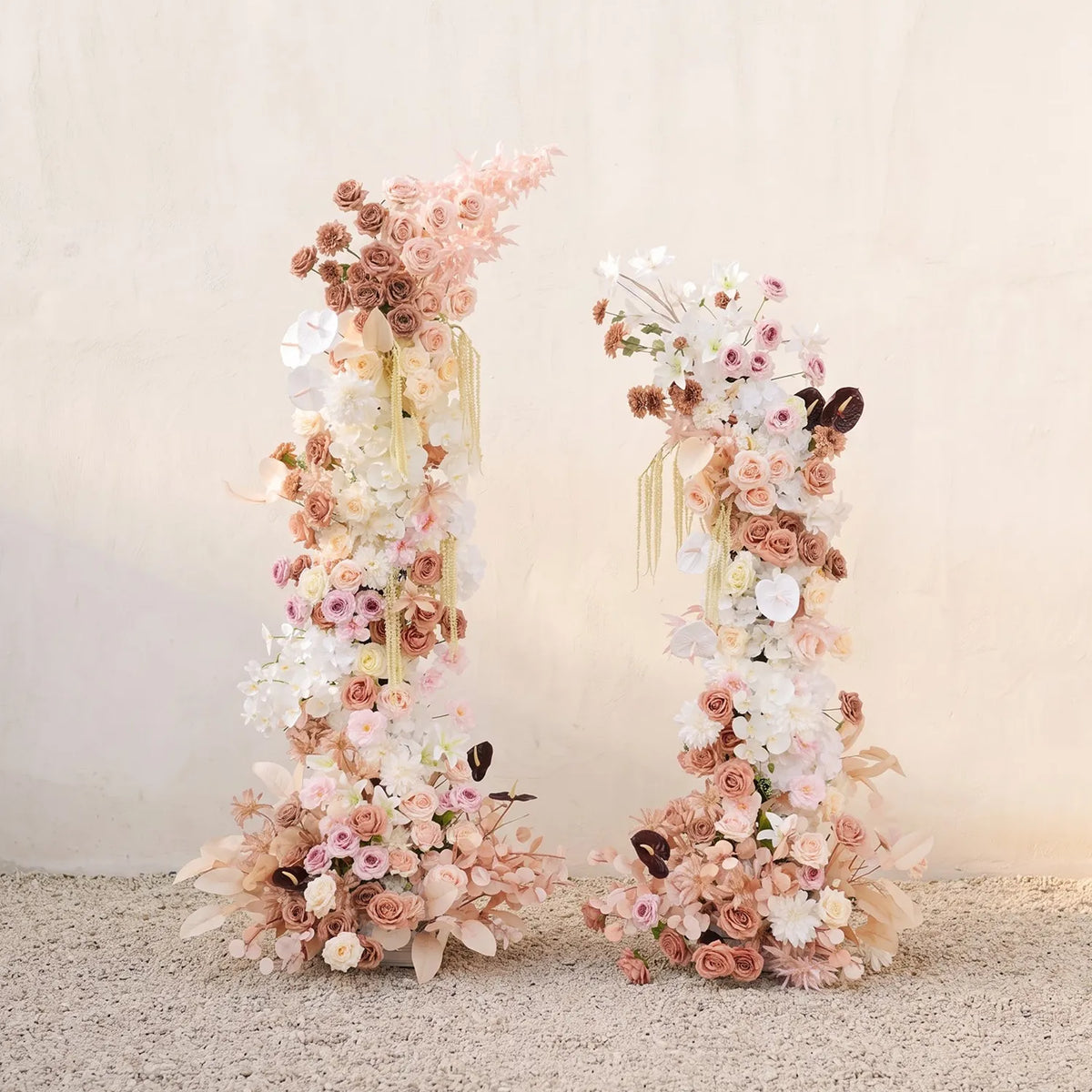 Uflower Terracotta Blush Floral Horn Arch Wedding Party Backdrop Decor SET80222