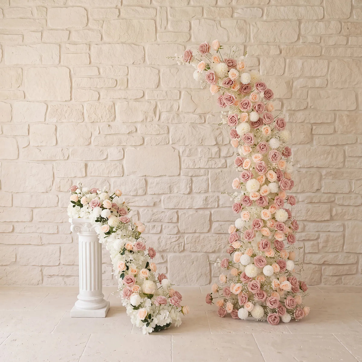 Uflower Champagne Horn Arch Baby's Breath Wedding Backdrop Party Event Decor Props SET80223