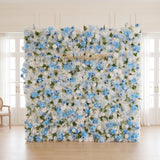Uflower Blue White Flower Wall Backdrop Wedding Party Decoration SET80225