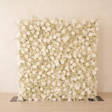 Uflower White Rose Baby's Breath Flower Wall Wedding Party Proposal Decor SET80226