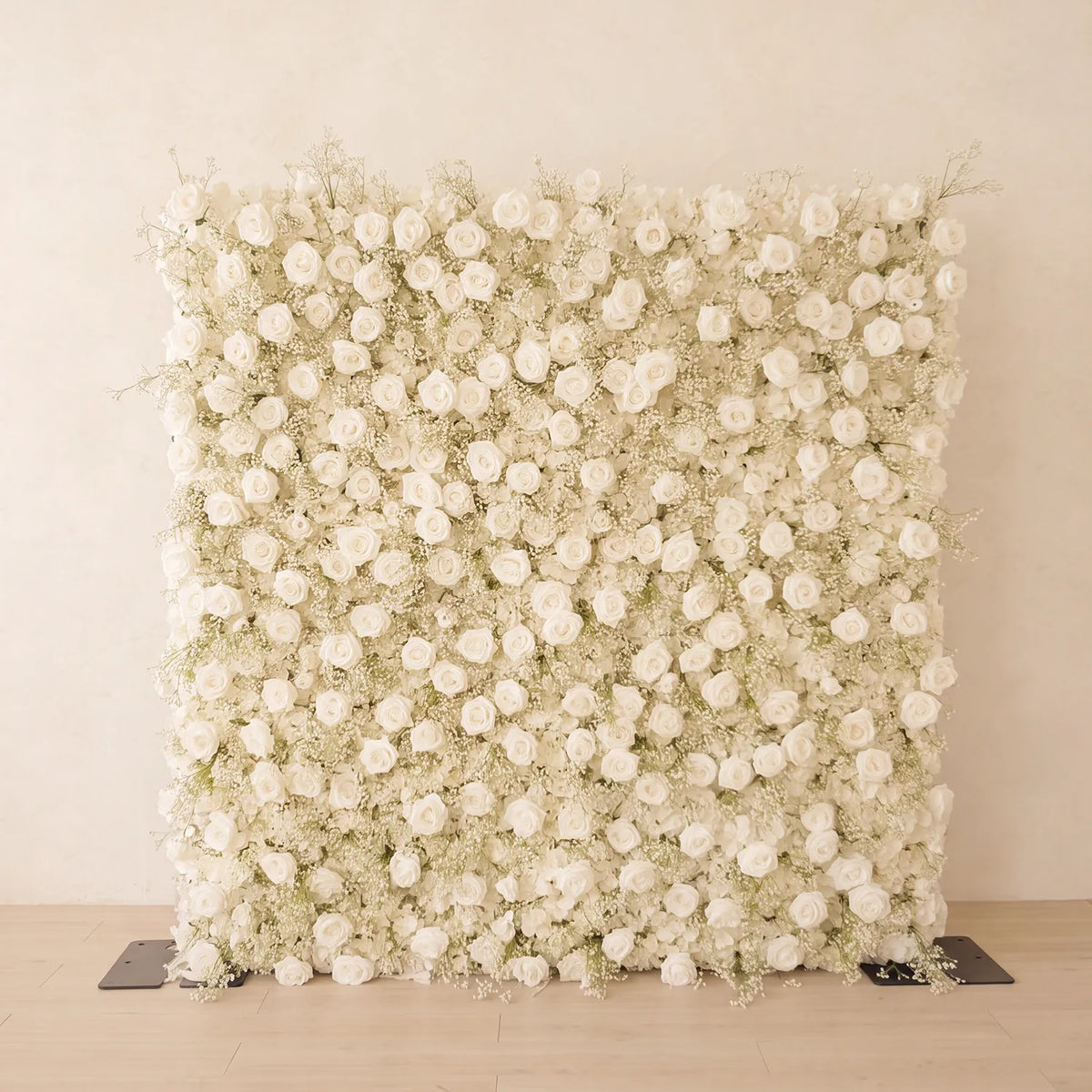 Uflower White Rose Baby's Breath Flower Wall Wedding Party Proposal Decor SET80226