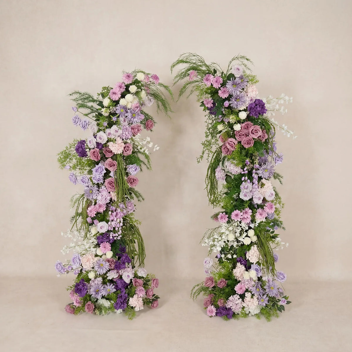 Uflower Purple Floral Greenery Arrangement Horn Arch Wedding Backdrop Props SET80227