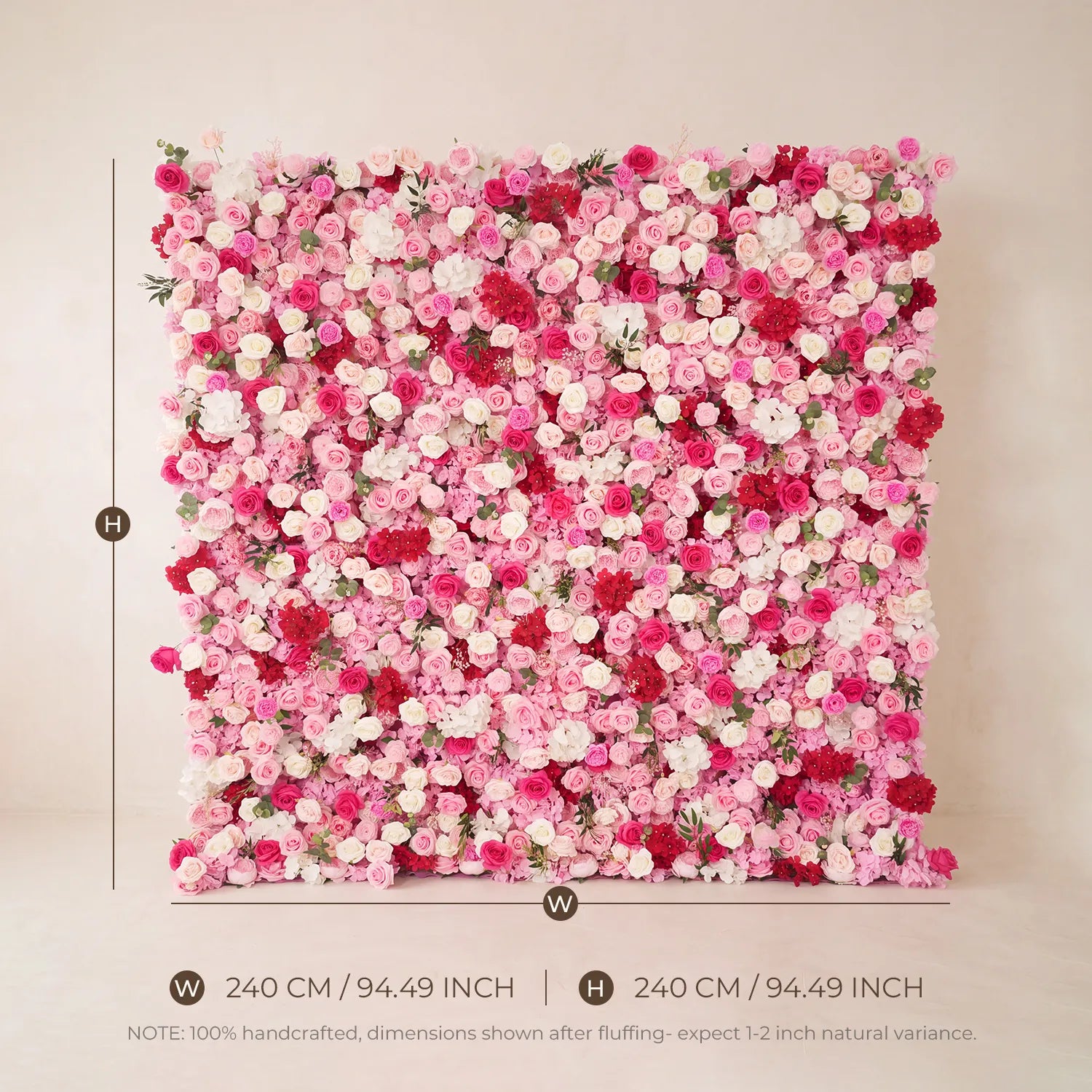 Pink & White Outdoor Wedding Decor | One-Stop Flower Wall, Flower Rows & Table Decor