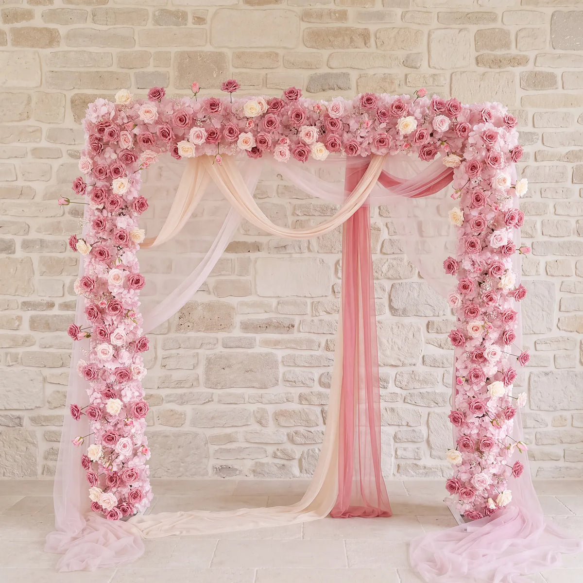 Uflower Pink Rose Floral Square Arch Wedding Party Backdrop Decoration SET80236