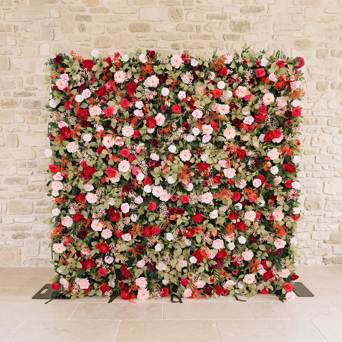 Uflower Red Pink Baby's Breath Floral Wall Wedding Backdrop Birthday Party Decor SET80245-01