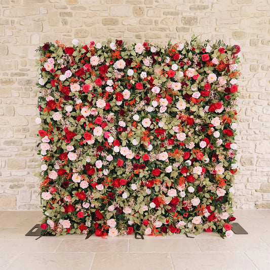 Uflower Red Pink Baby's Breath Floral Wall Wedding Backdrop Birthday Party Decor SET80245-01