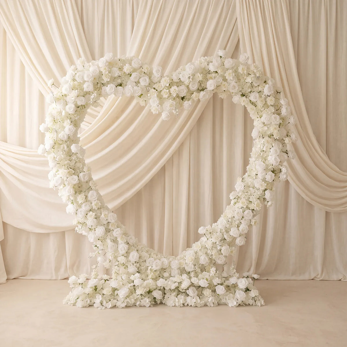 Uflower Artificial White Rose Heart Arch Wedding Decor SET80247-02