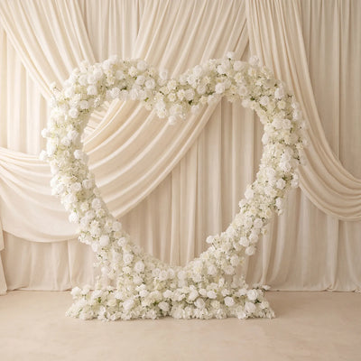 Uflower Artificial White Rose Heart Arch Wedding Decor SET80247-02