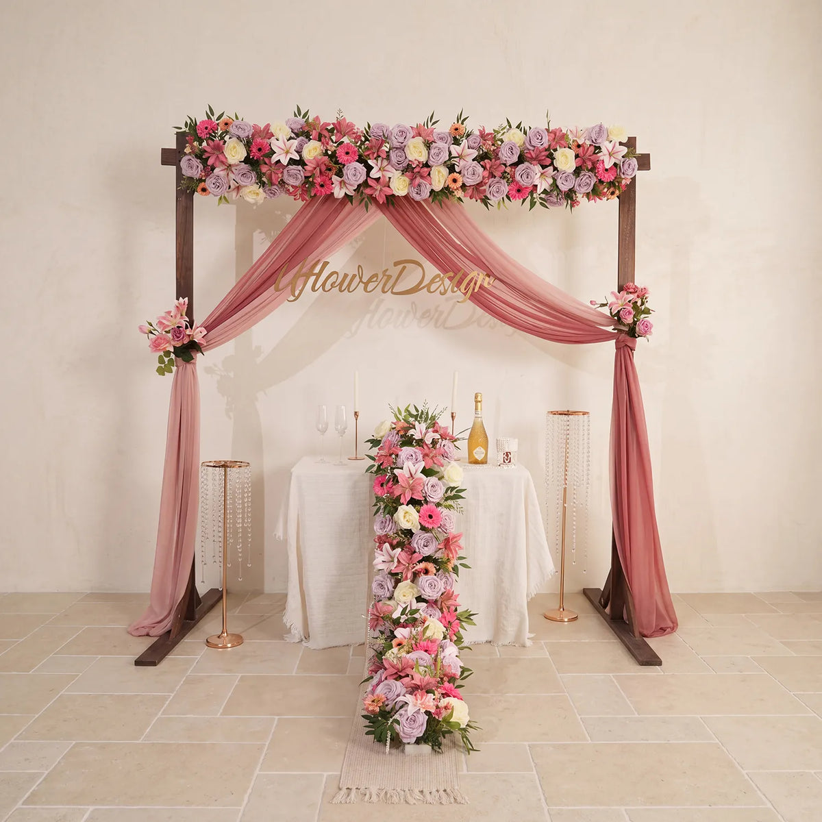 Uflower Artificial  Roses Purple Mixcolor Series Wedding Flower Row Decorate MC80248-01