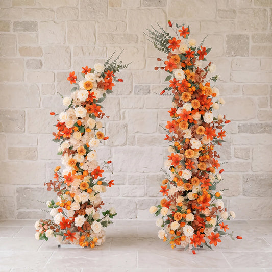 Uflower Décoration d'arche de mariage en forme de corne avec arrangement floral aux couleurs automnales SET80249-01