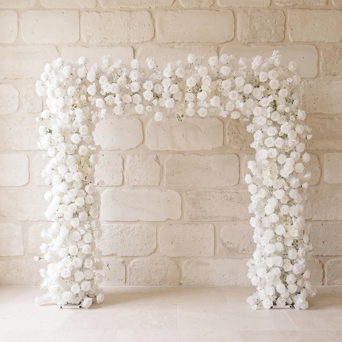 Uflower White Rose Flower Row Wedding Background Square Arch SET80256-01