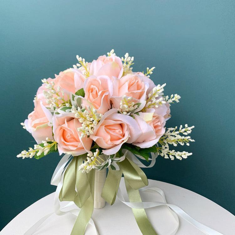 Simulation champagne roses bridal wedding bouquet - Uflower