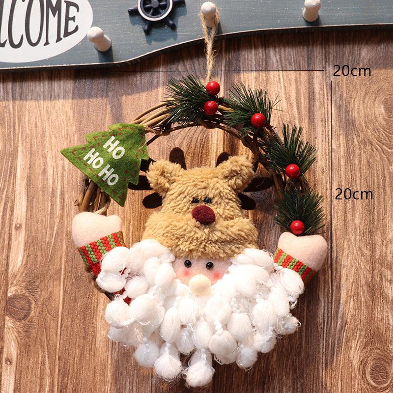 New Christmas wreath door hanging store window Christmas decorations dolls - Uflower