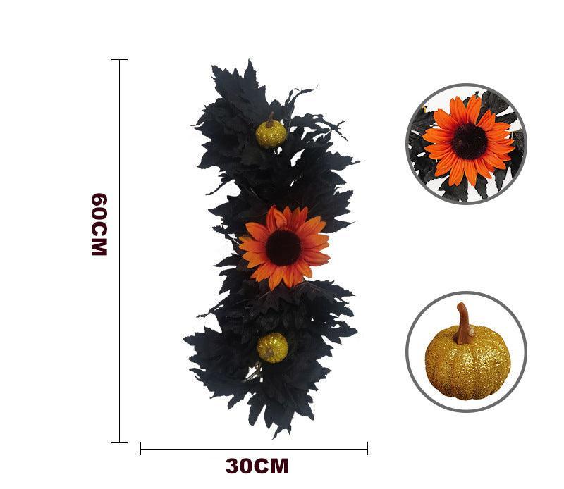 Simulated Halloween door decoration with black maple leaf wall hanging - Uflower