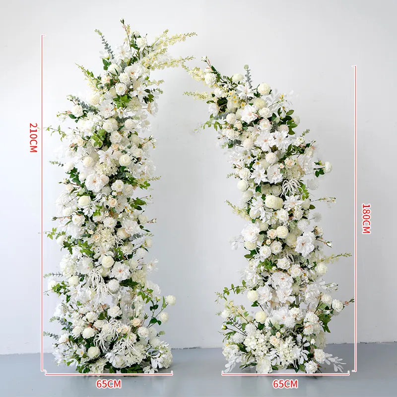 Uflower White Green Floral Arrangement Horn Arch Wedding Backdrop Props SET80189
