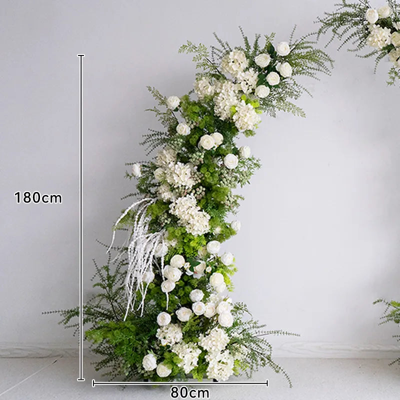 Uflower Green Floral Arrangement Horn Arch Wedding Props SET80220