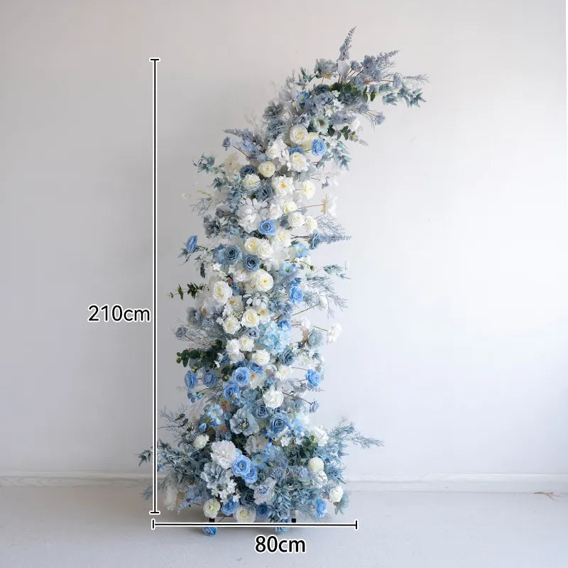 Uflower Blue Floral Arrangement Horn Arch Wedding Backdrop Props SET80135