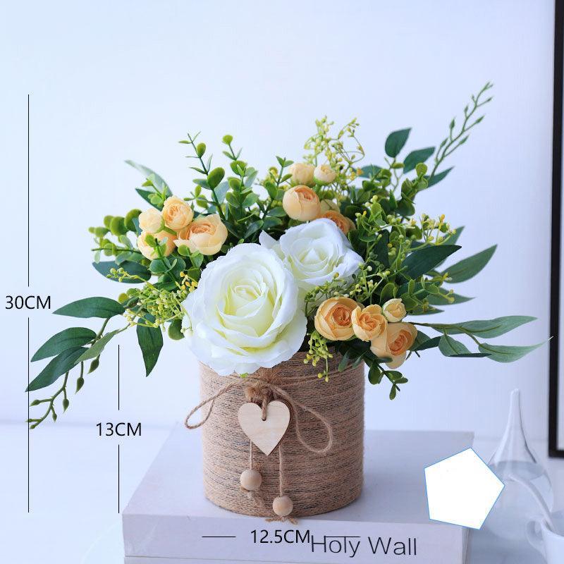 Simulation Floral Art Twine Handmade Flower Vessel Dining Room Living Room Greenery Arrangement - Uflower