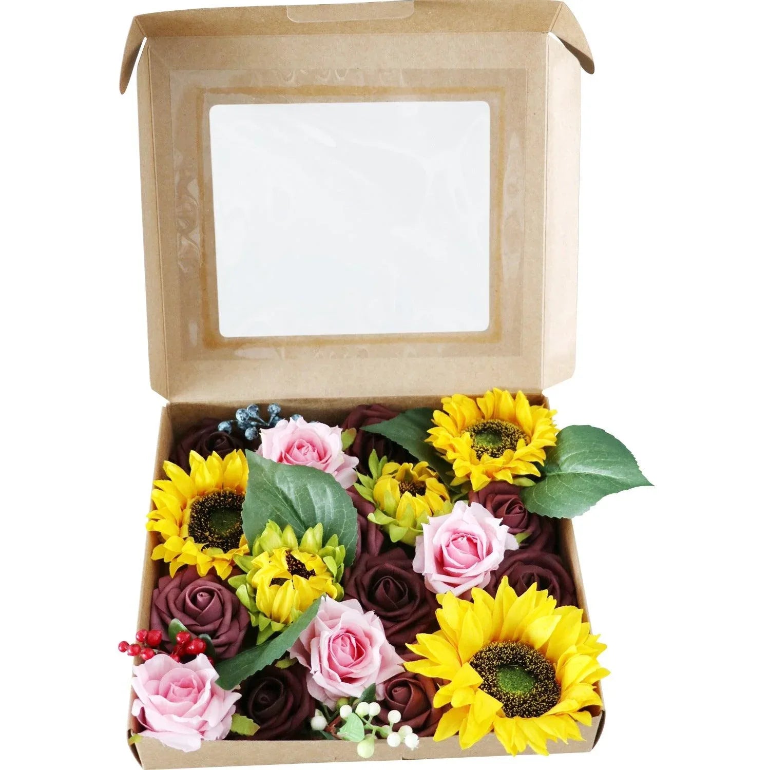 Simulation Flower Flower Box Wedding Birthday Valentine's Day Gift Box Flower Head with Rod DIY - Uflower