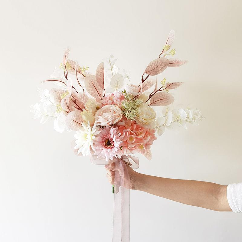 Aesthetic pink collocation hand bouquet simulation flowers wedding bride decoration fake flowers - Uflower