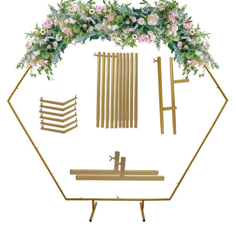Hexagonal square iron arch wedding party background decoration - Uflower