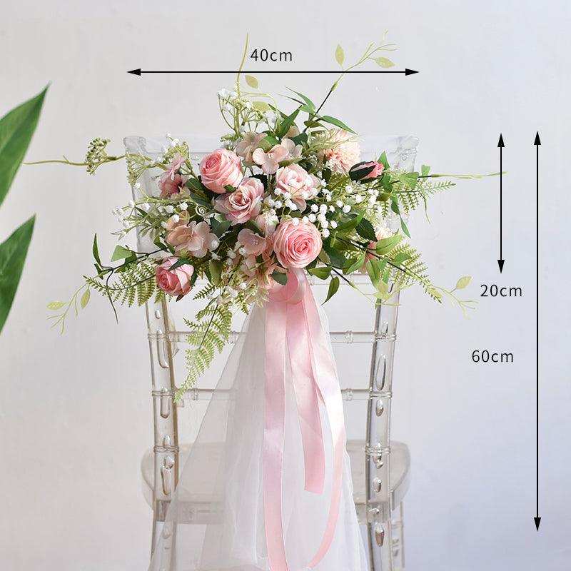 Simulated Wedding Chair Back Flower Living Room Restaurant Decoration - Uflower