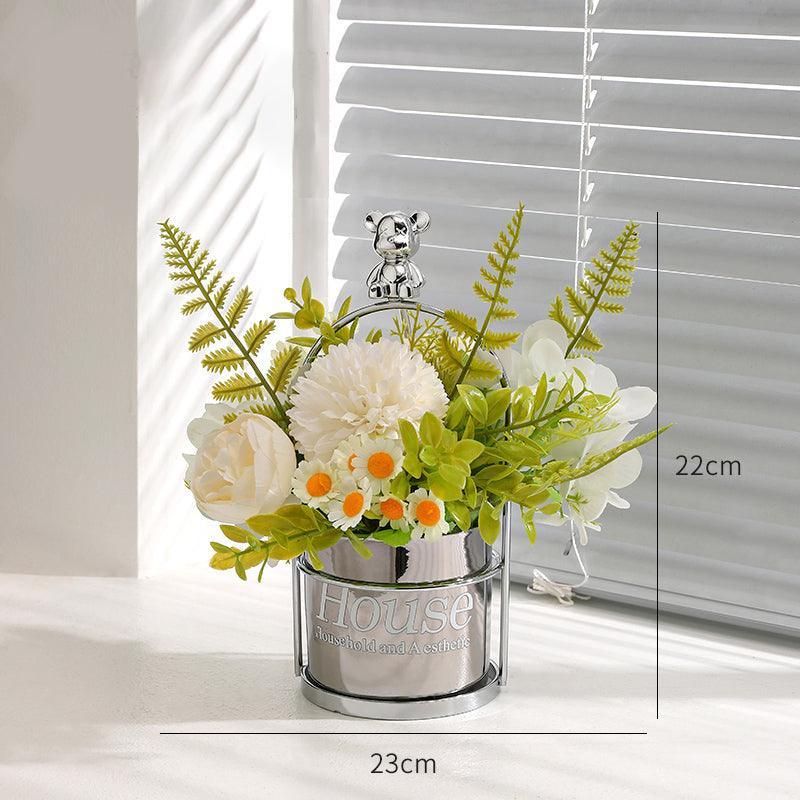 Bear flower basket living room decorative ornaments home accessories - Uflower