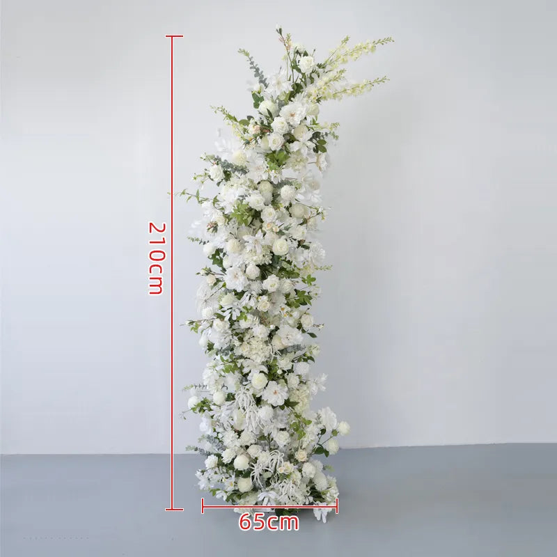 Uflower White Green Floral Arrangement Horn Arch Wedding Backdrop Props SET80189