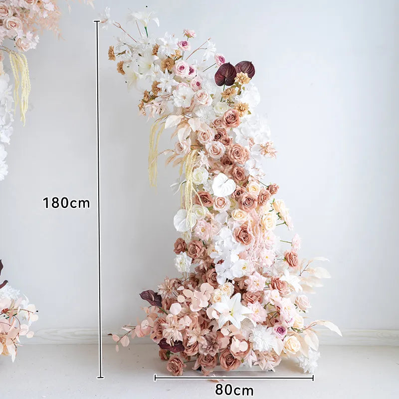 Uflower Brown Floral Arrangement Horn Arch Wedding Backdrop Props SET80222-01