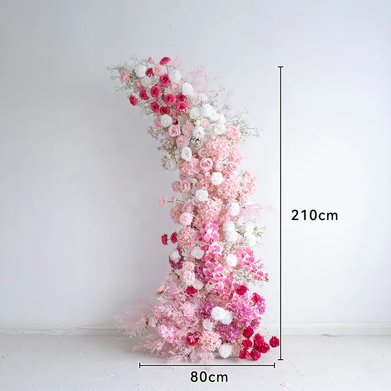 Uflower Pink White Horn Arch Floral Arrangement Wedding Backdrop Props SET80103