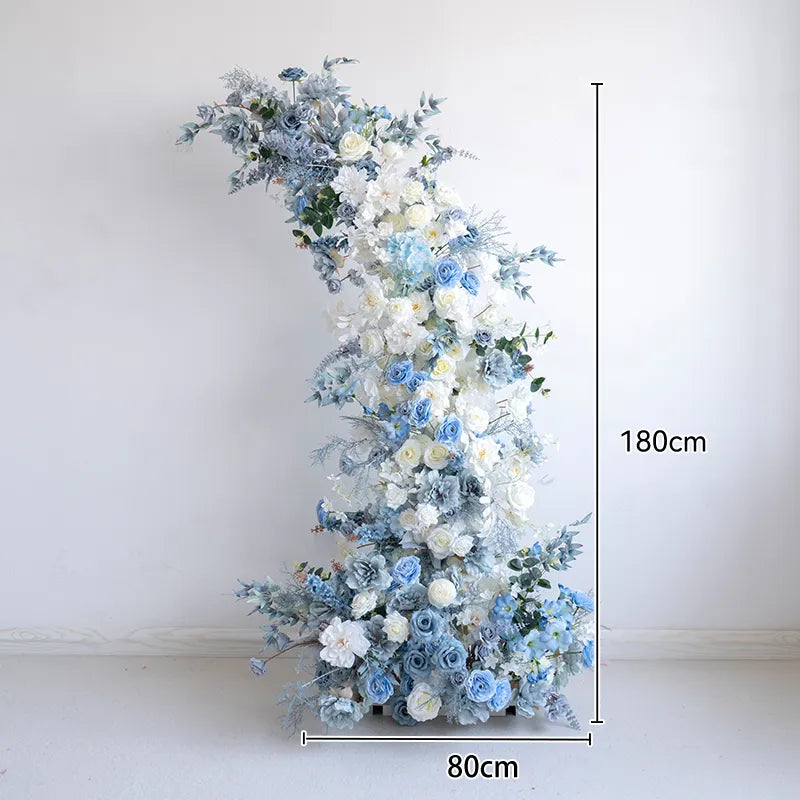 Uflower Blue Floral Arrangement Horn Arch Wedding Backdrop Props SET80135