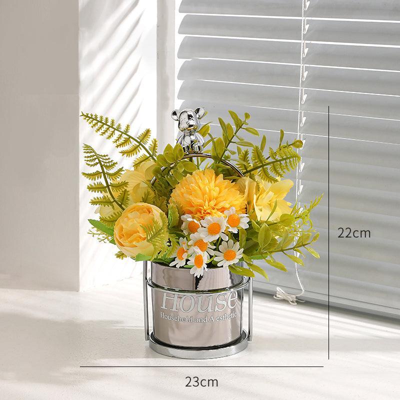 Bear flower basket living room decorative ornaments home accessories - Uflower