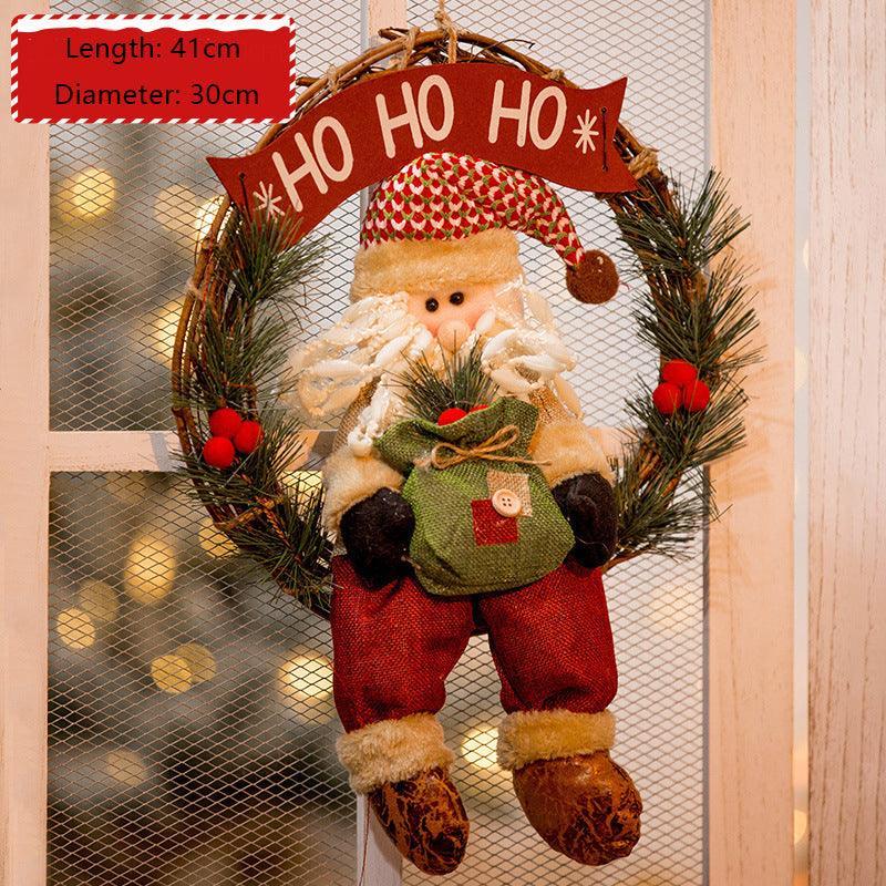 Christmas decorations hanging decorations Christmas snowman rattan circle hanging props for display - Uflower