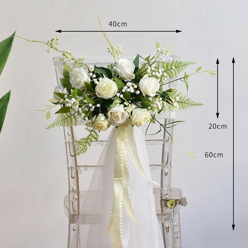 Simulated Wedding Chair Back Flower Living Room Restaurant Decoration - Uflower