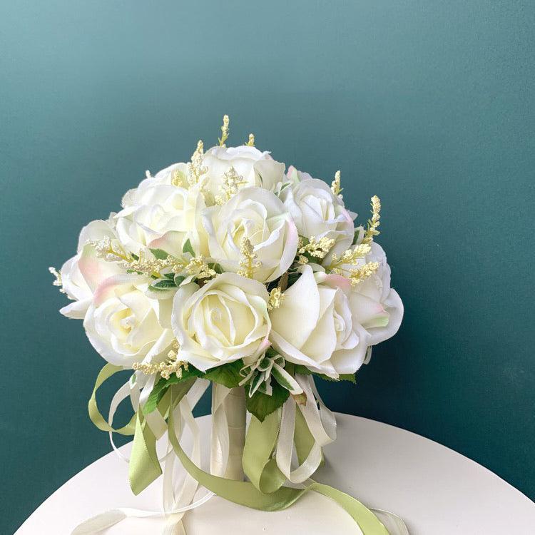 Simulation champagne roses bridal wedding bouquet - Uflower