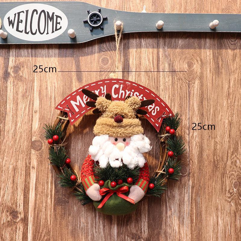New Christmas wreath door hanging store window Christmas decorations dolls - Uflower