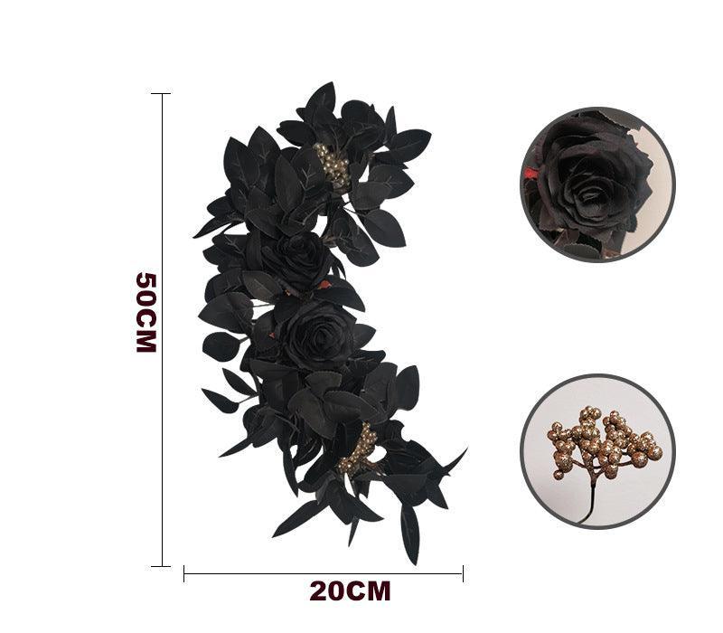 Simulated Halloween door decoration with black maple leaf wall hanging - Uflower