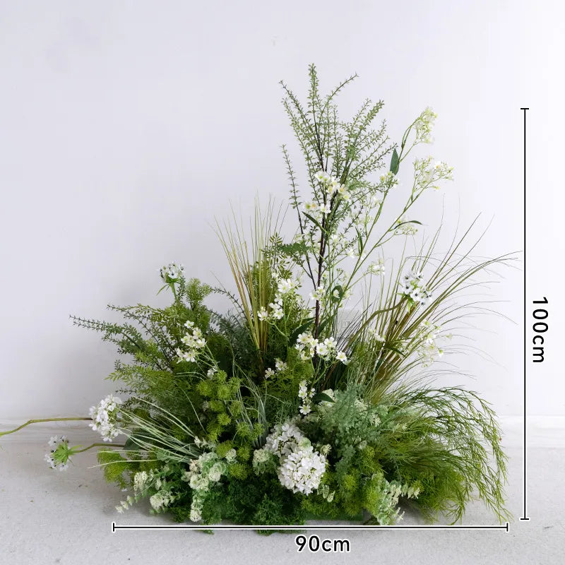 Uflower Green Floral Arrangement Horn Arch Wedding Props SET80220