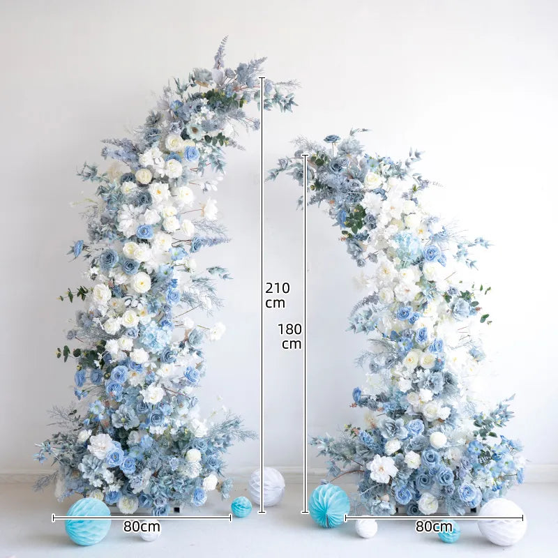 Uflower Blue Floral Arrangement Horn Arch Wedding Backdrop Props SET80135