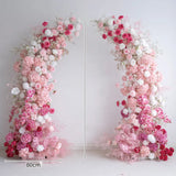 Arche florale Uflower rose et blanc avec cornes, accessoires de toile de fond de mariage SET80103
